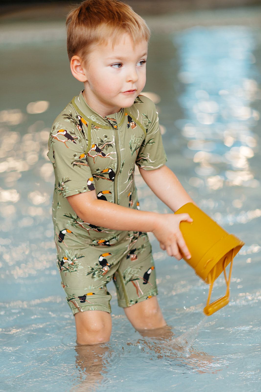 Toucan Zipper Shortall Swimsuit