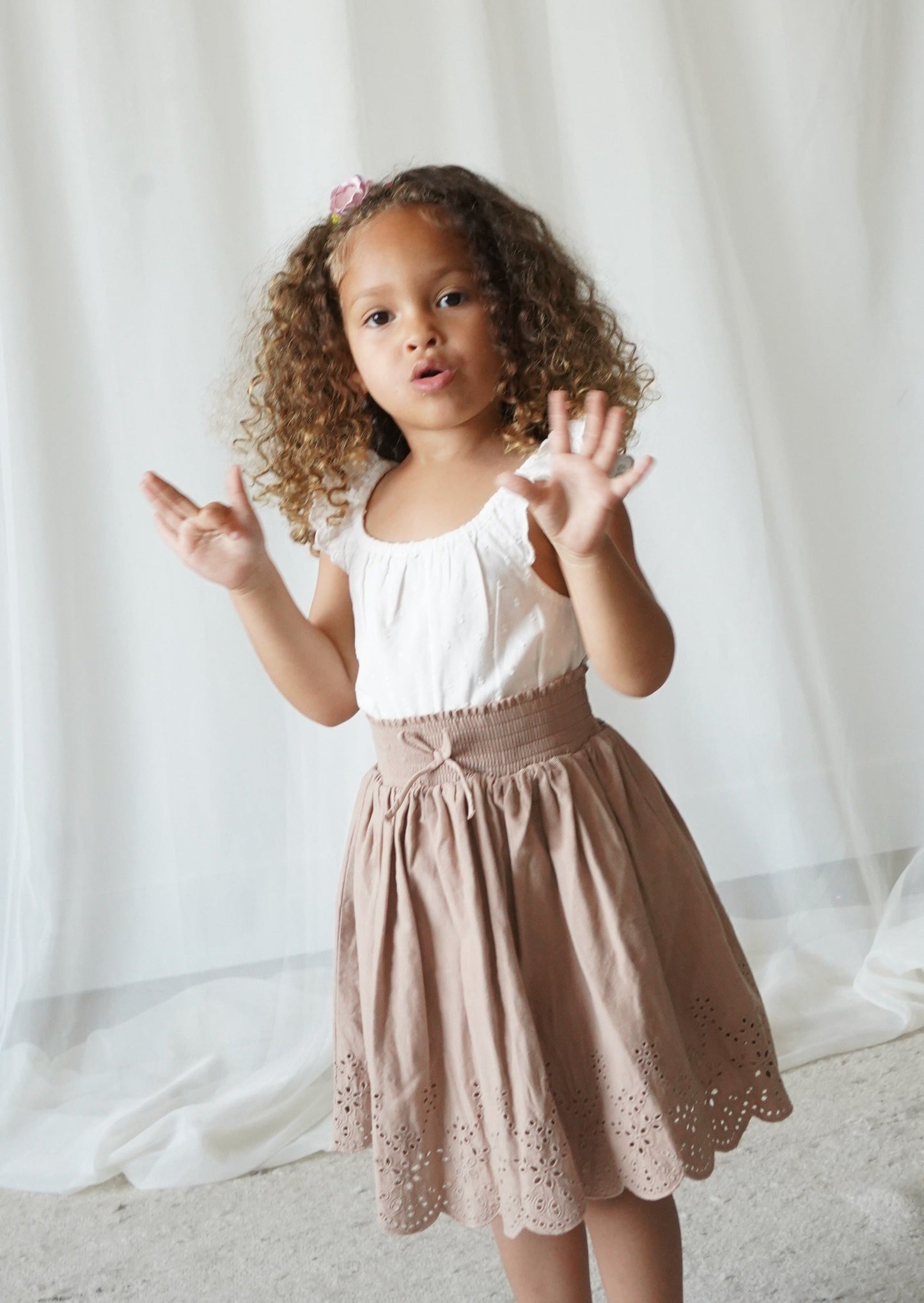 Calliope | Swiss Dot Embroidered Romper | Antique Ivory