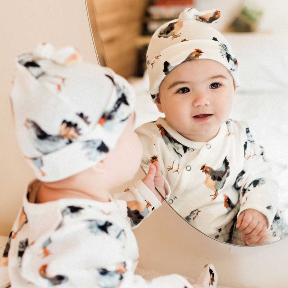 Chicken Organic Cotton Knotted Beanie Hat