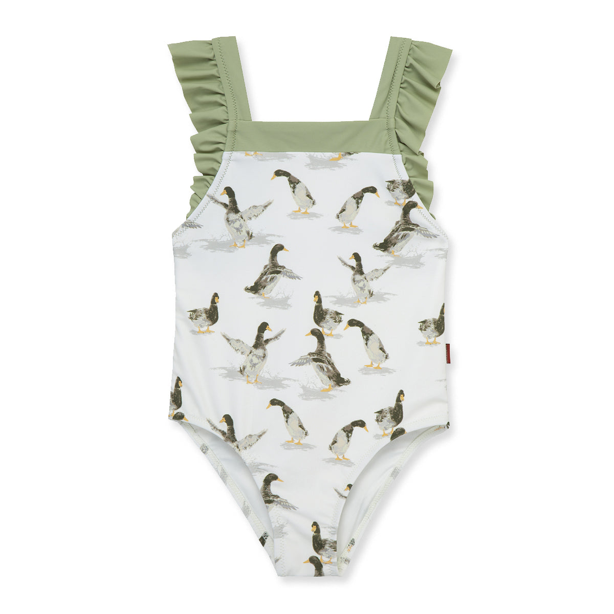 Duck Ruffle Square Neck Swimsuit