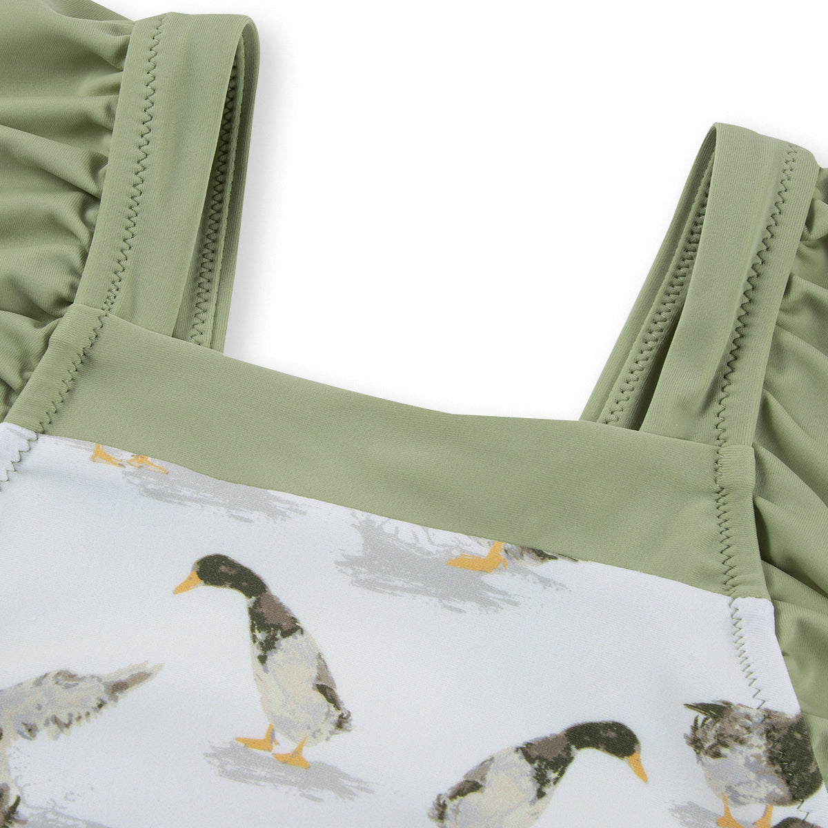 Duck Ruffle Square Neck Swimsuit
