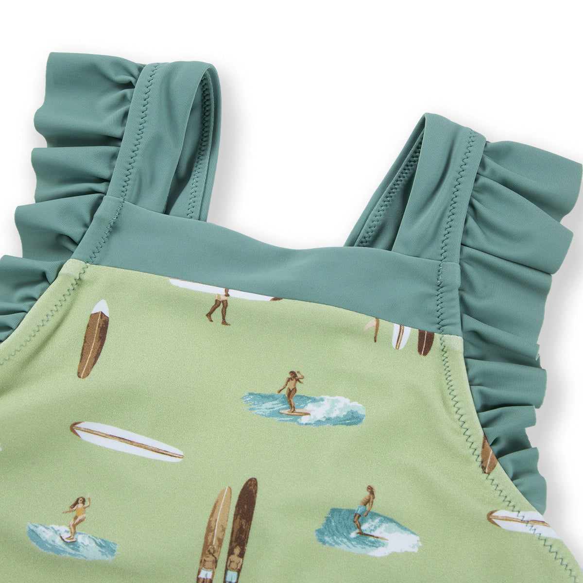 Summer Surf Ruffle Square Neck Swimsuit