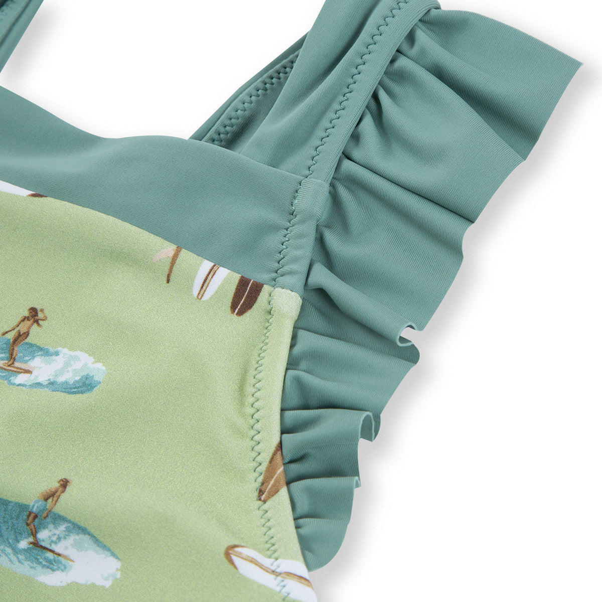 Summer Surf Ruffle Square Neck Swimsuit