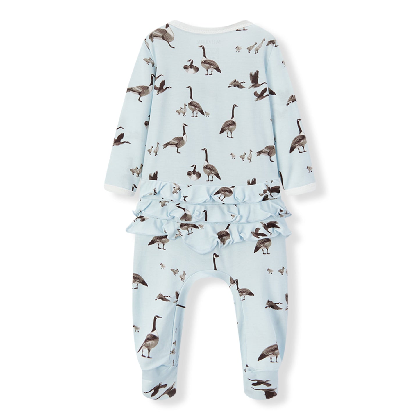 Goose Luxe Stretch Ruffle Footed Romper