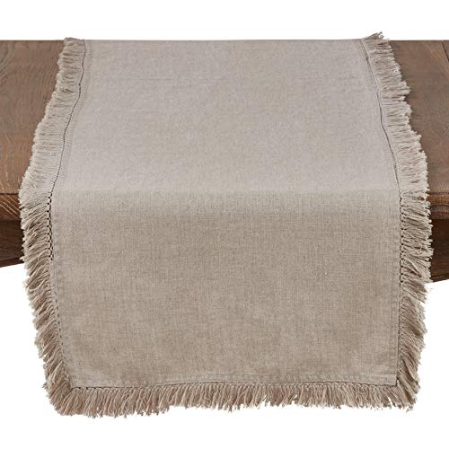Fennco Styles Stonewashed Chic Large Fringed Linen 20-Inch Down Filled Throw Pillow