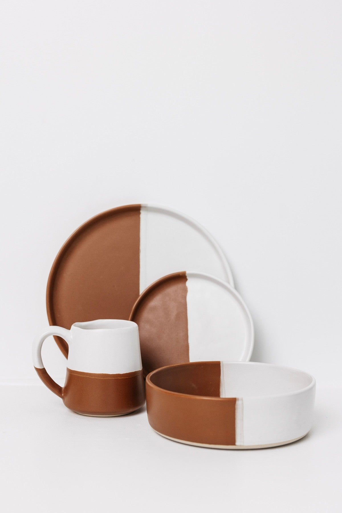 Waylon Appetizer Plate - Brown/White - Set of 6