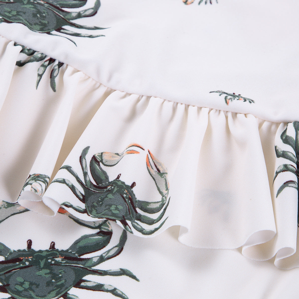 Coastal Crab Ruffle Waist Suspender Swimsuit
