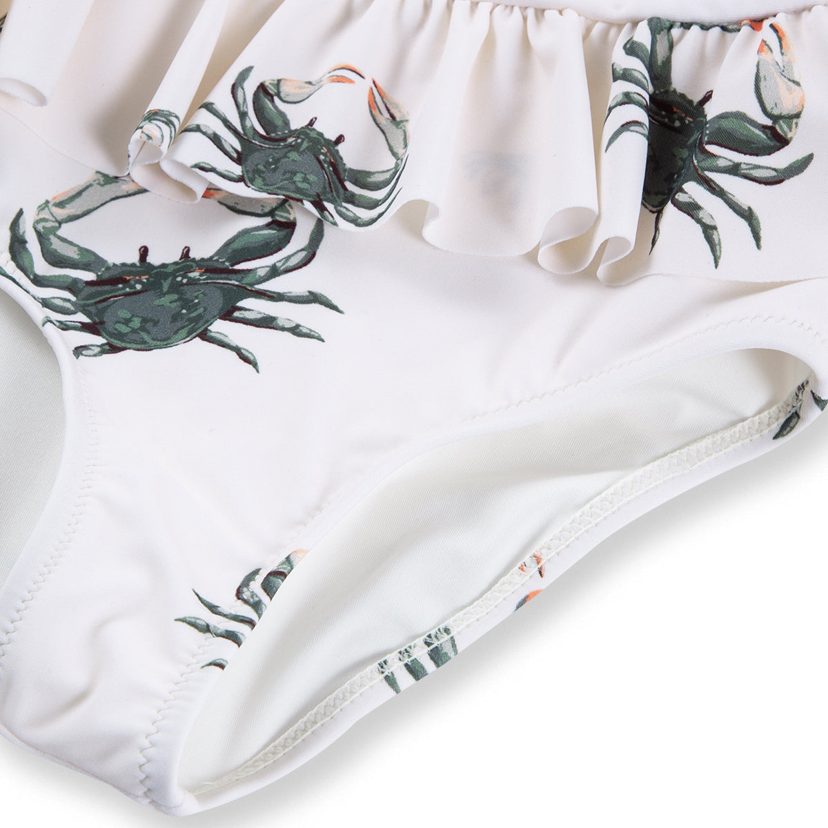 Coastal Crab Ruffle Waist Suspender Swimsuit