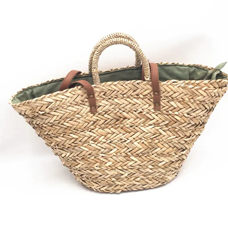 Pleats and Pintucks Straw Bag