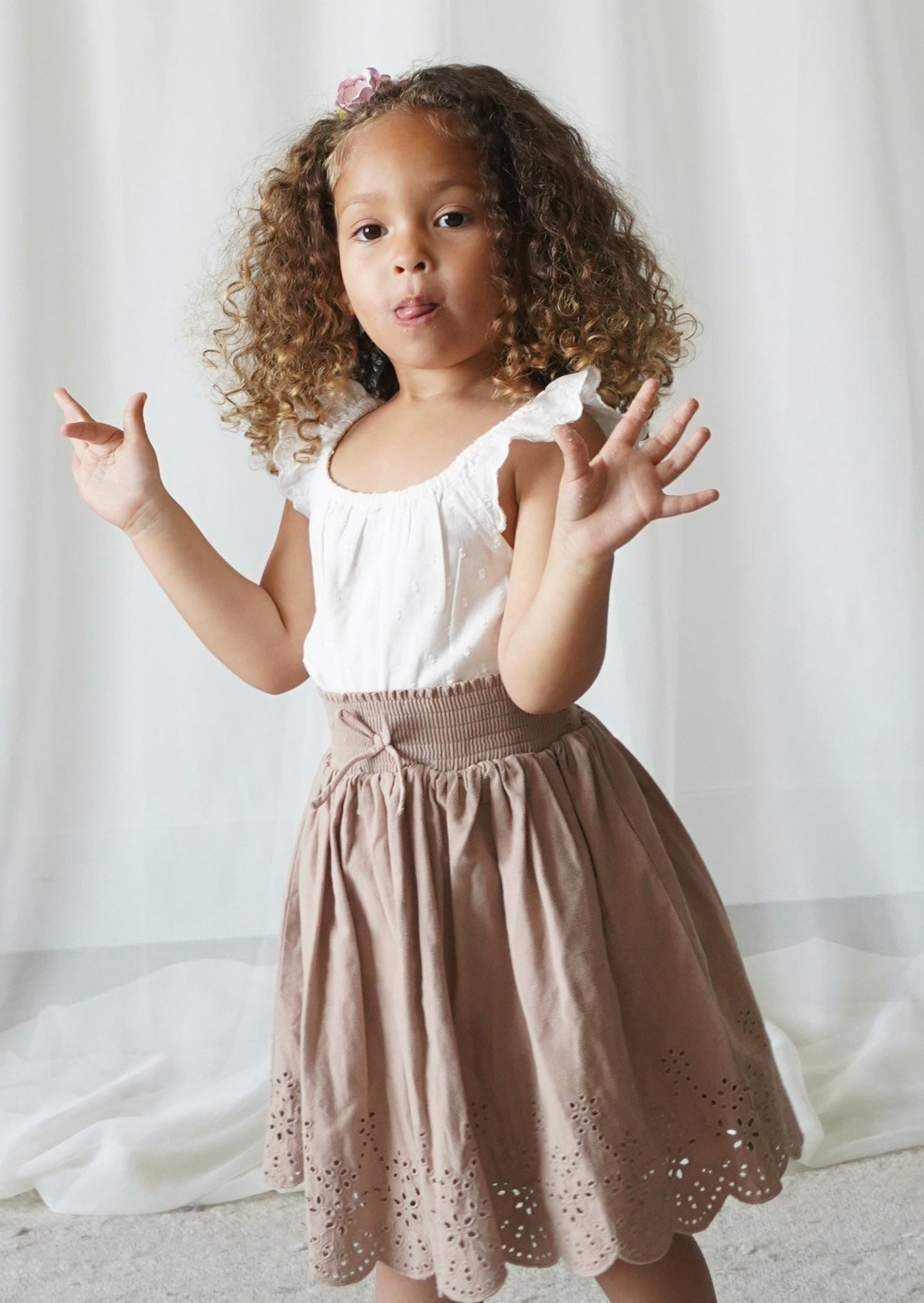 Calliope | Swiss Dot Embroidered Romper | Antique Ivory