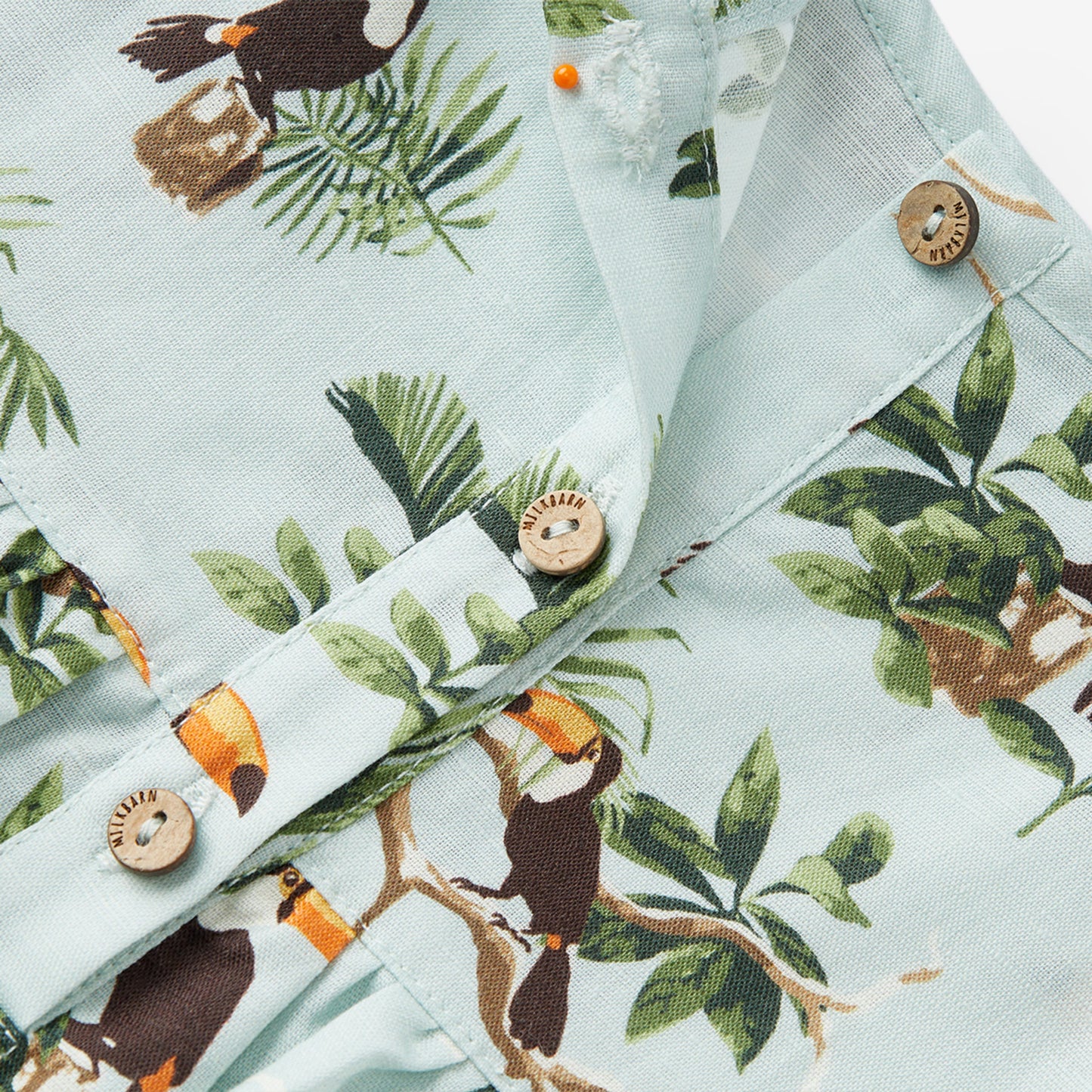 Blue Sky Toucan Linen Tiered Dress