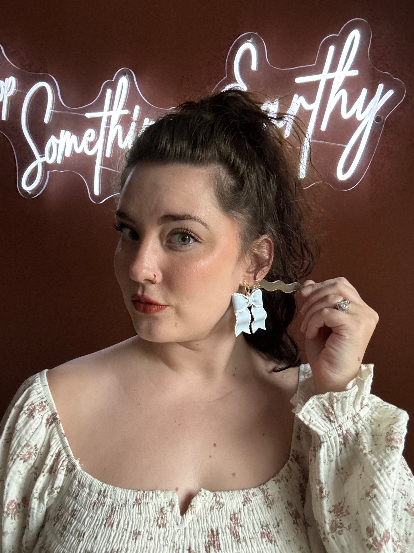 Lace Lined Bow Earrings