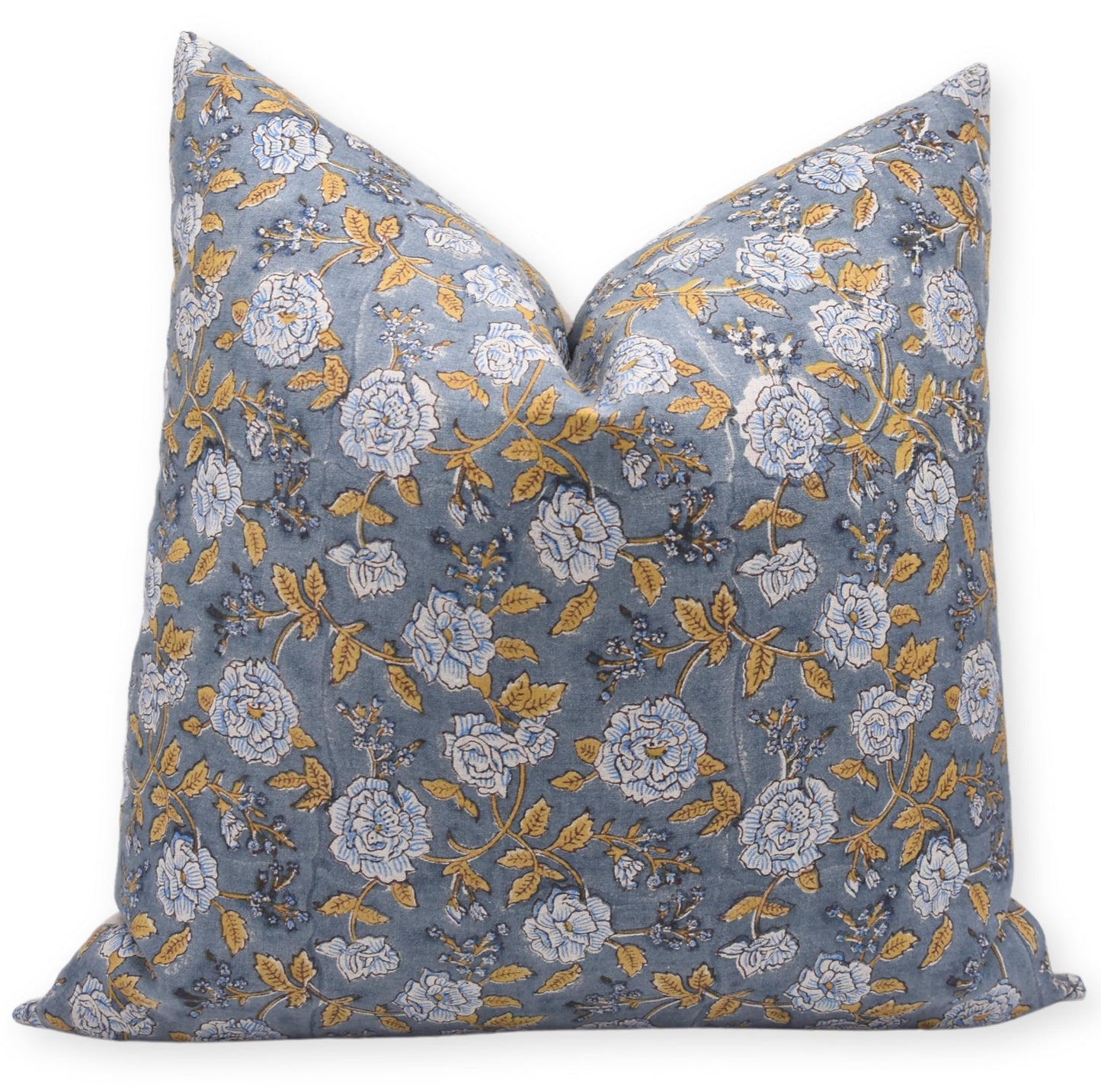 Block Print Pure Linen 22x22 Pillow Cover - RAM