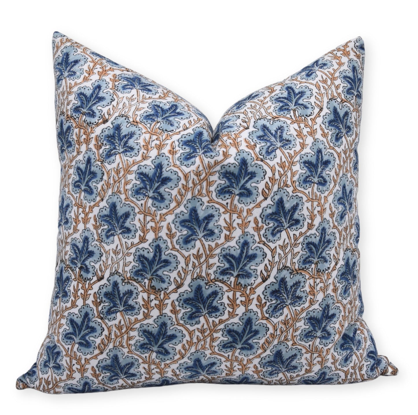Block Print Thick Cotton White 20x20 Pillow Cover - PS