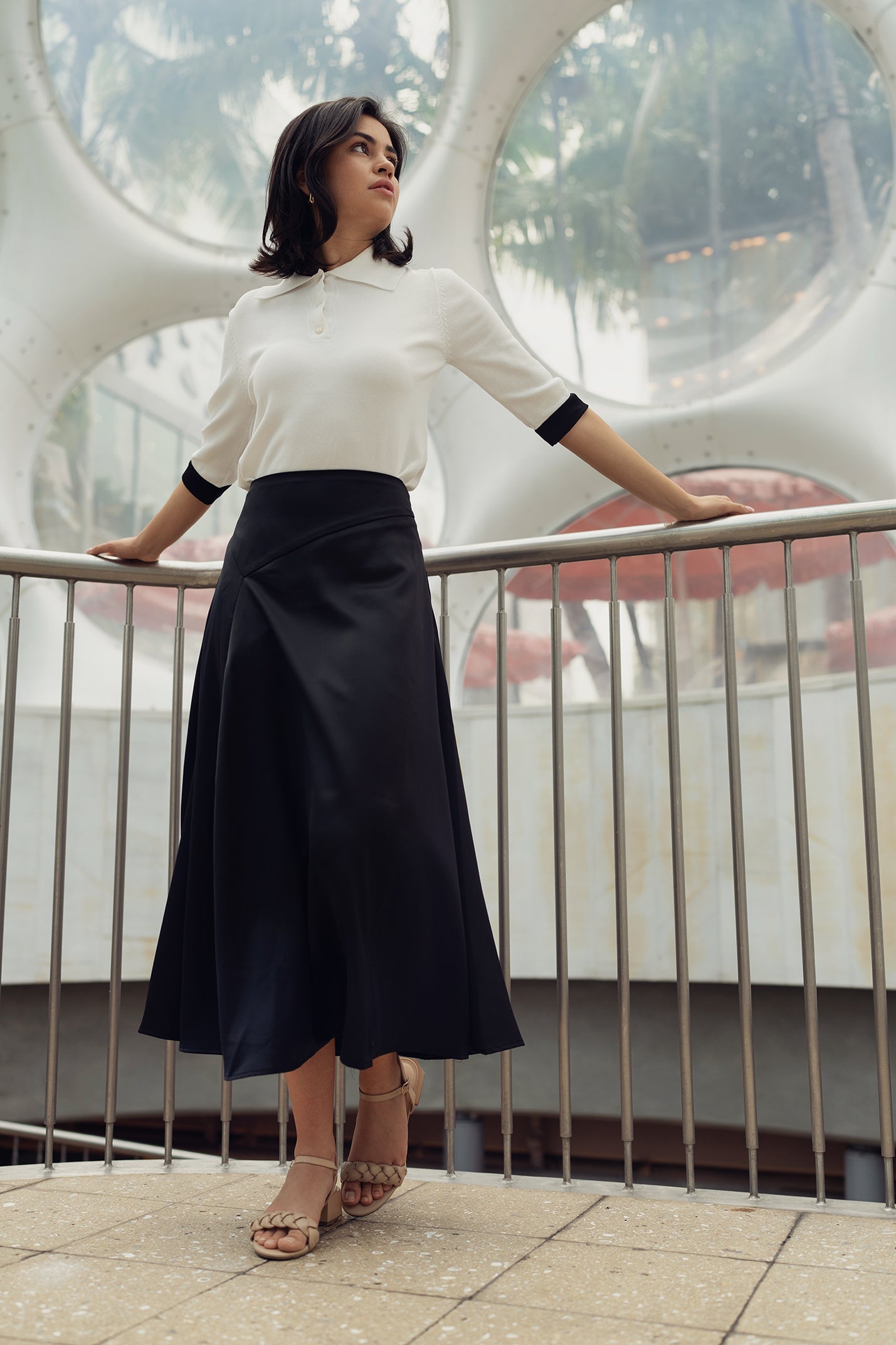 SATIN SKIRT IN CARAMEL