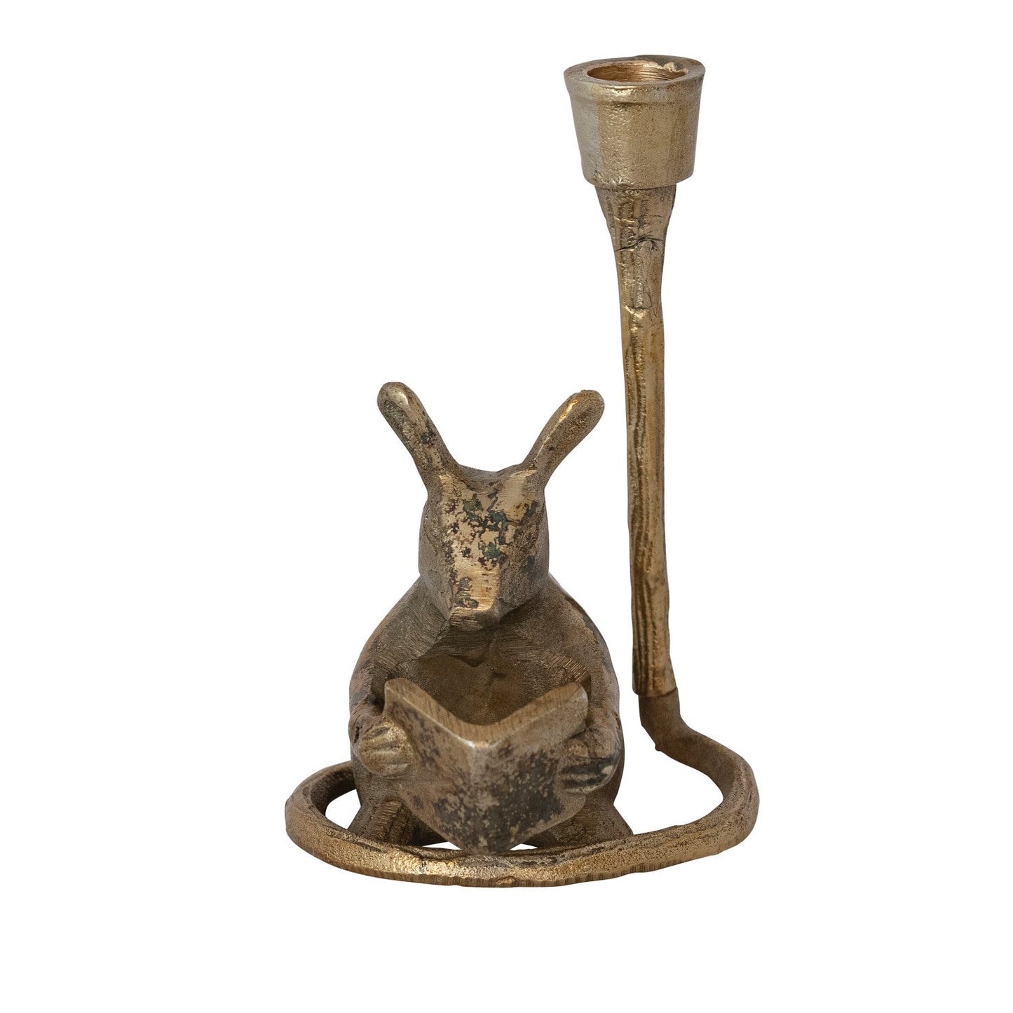 Antique Gold Aluminum Mouse Taper Candle Holder