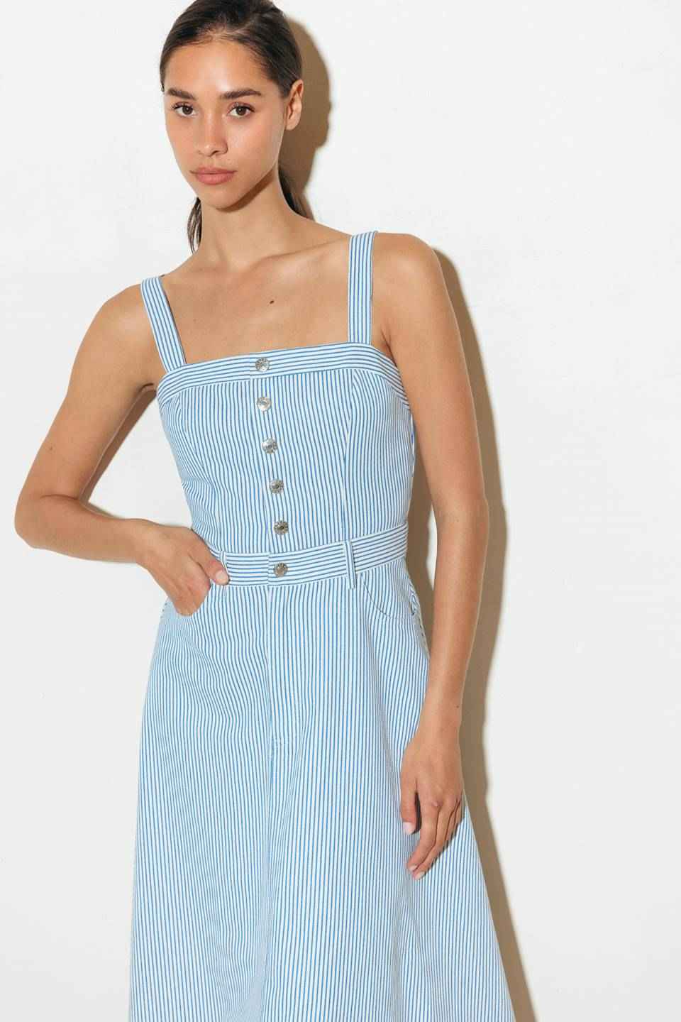 CAREFREE DAISY WOVEN MIDI DRESS