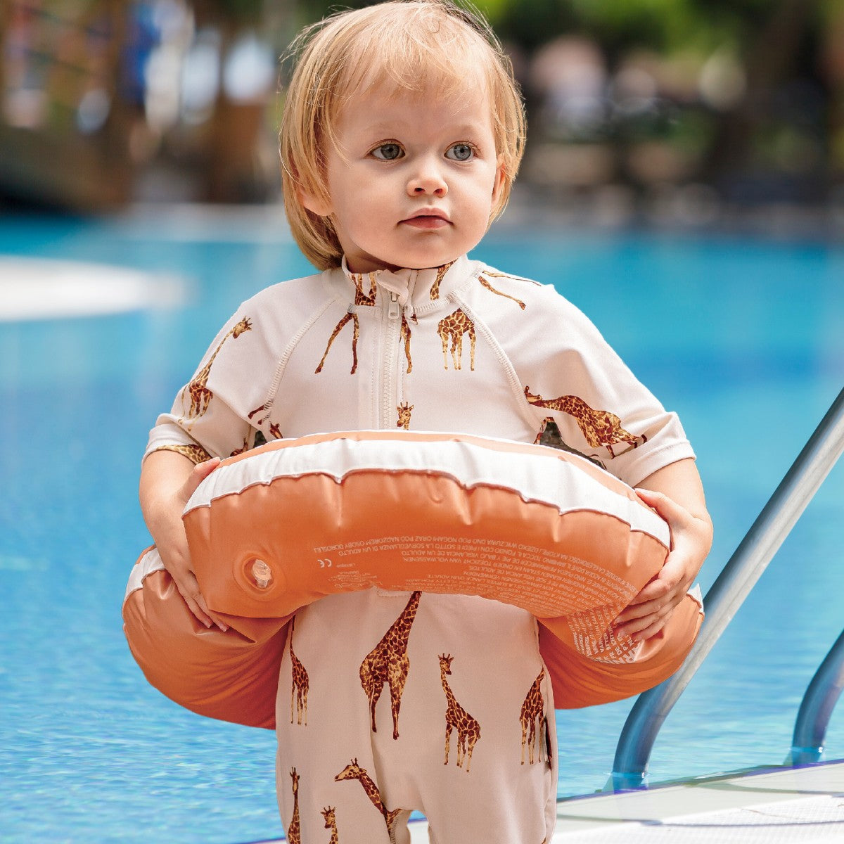Giraffe Zipper Short Sleeve Shortall Swimsuit