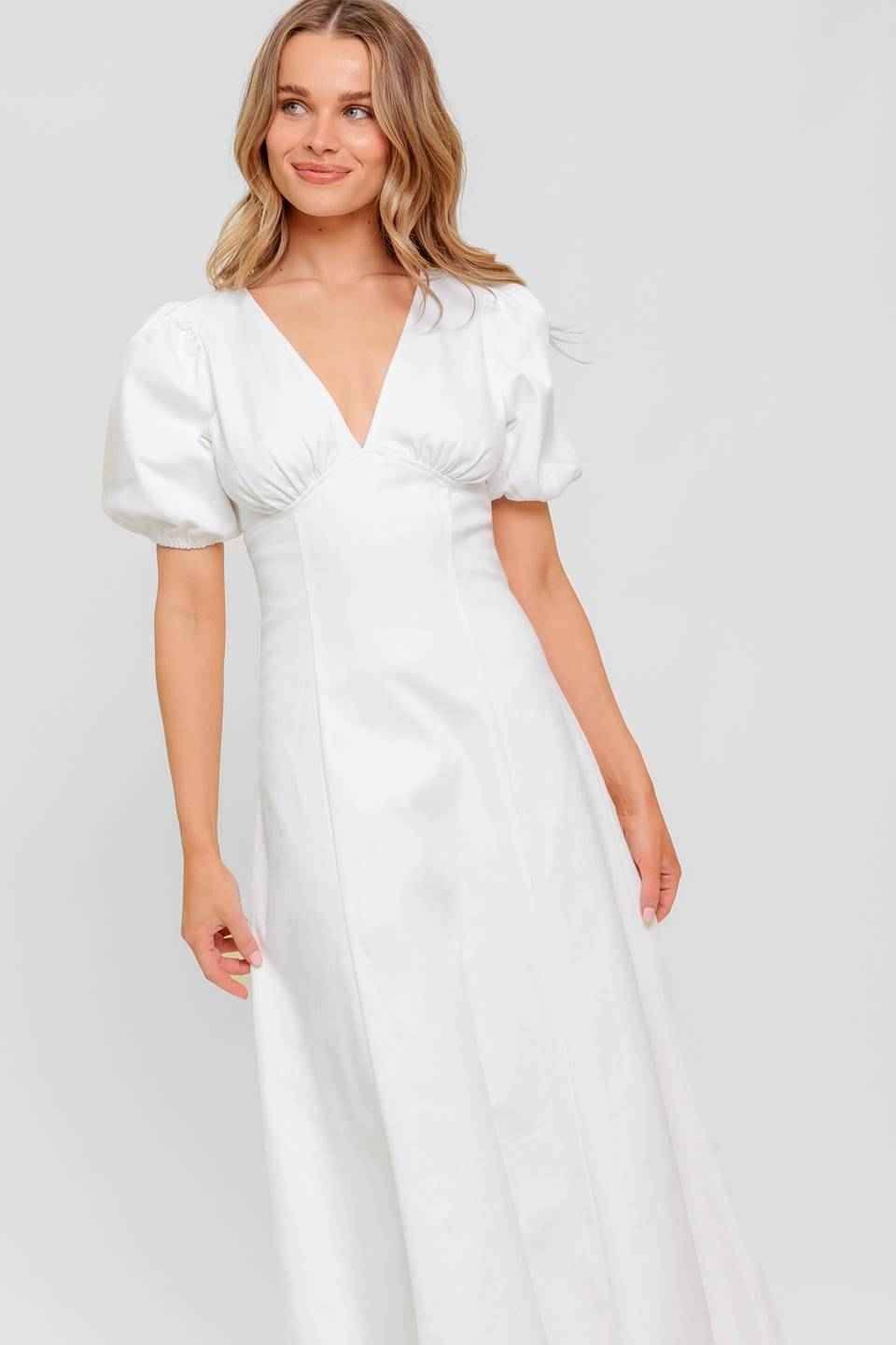SECRET VINE GLOW WOVEN TWILL MIDI DRESS