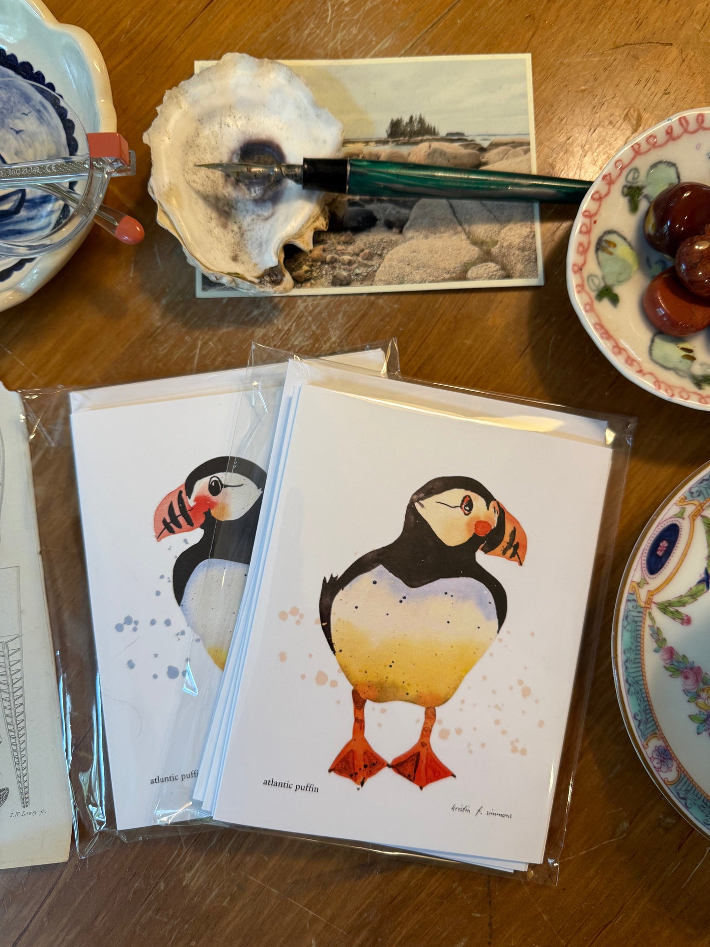 Luxury Notecards ~ Atlantic Puffins - Pack of 4