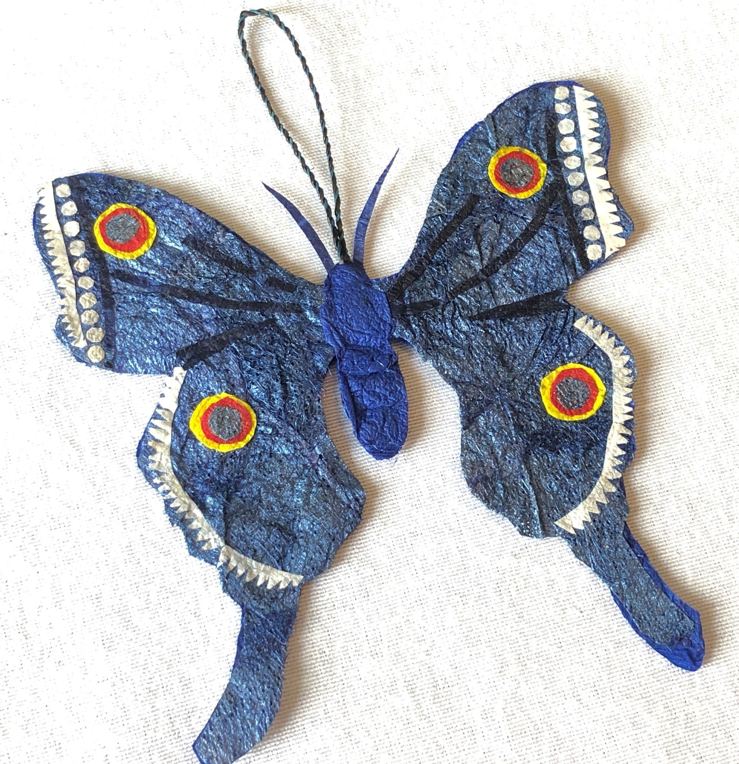 Madagascar Silk Butterfly Ornament - Blue