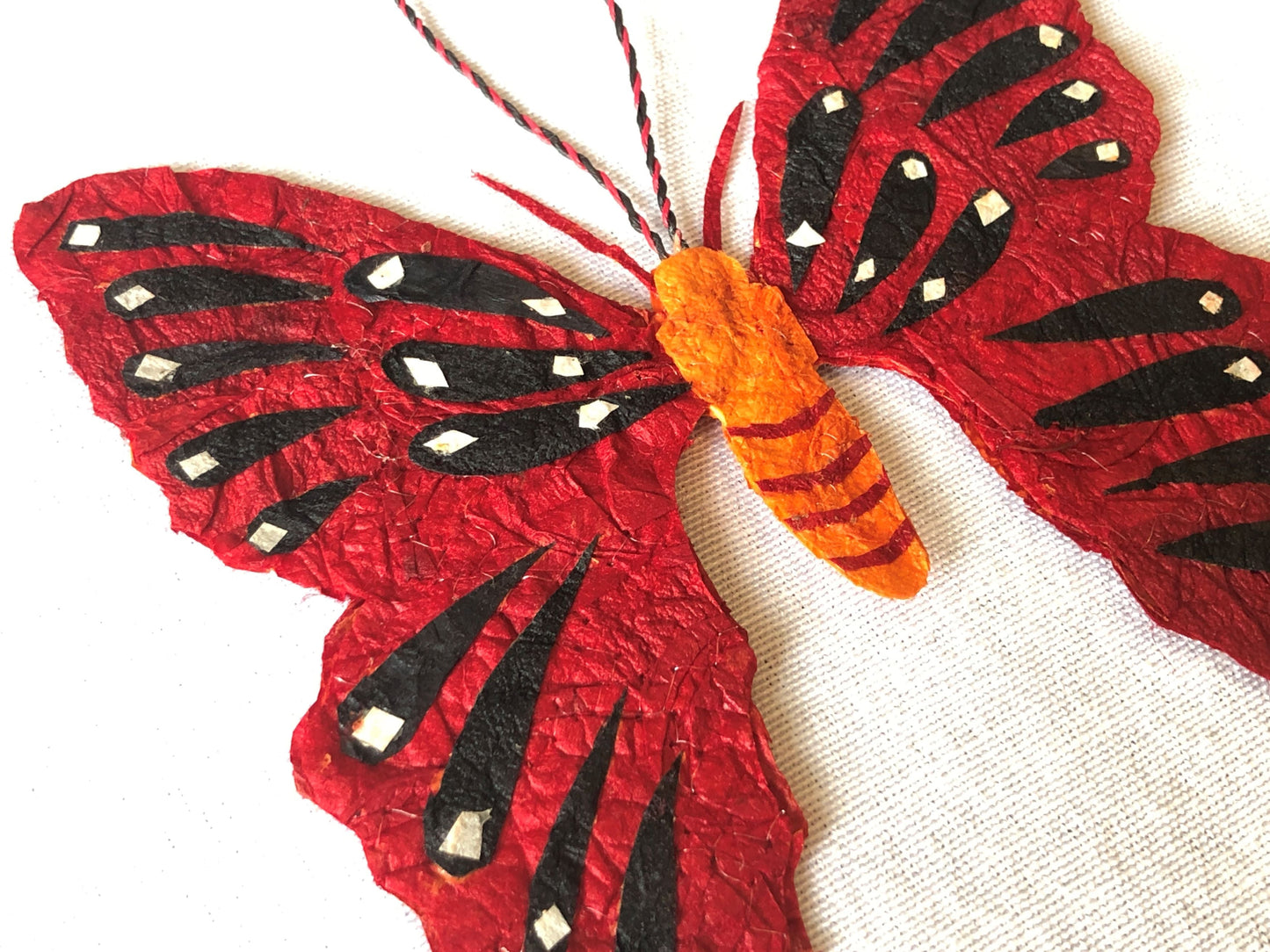 Madagascar Silk Butterfly Ornament - Red