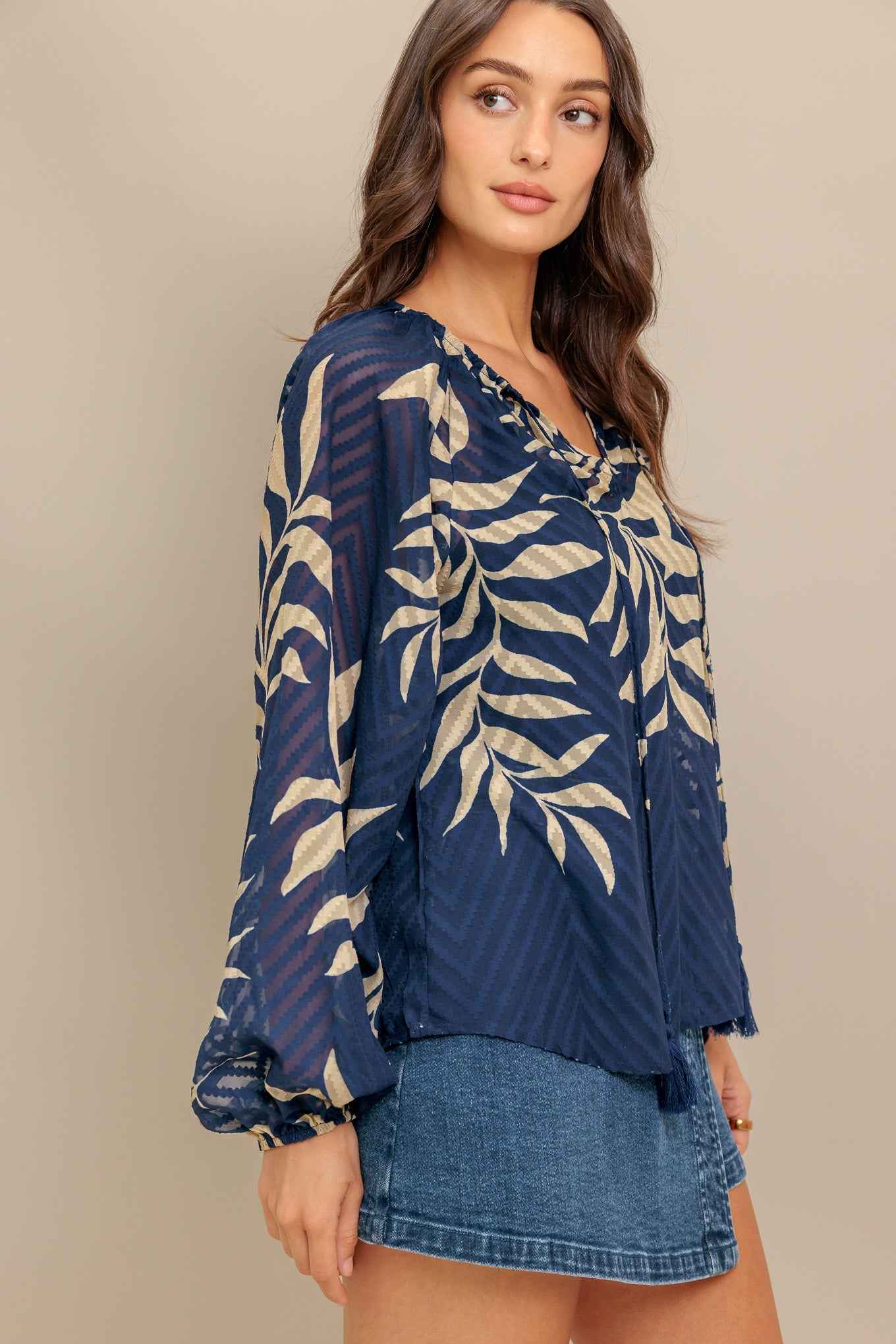 MIDNIGHT WALK WOVEN TOP