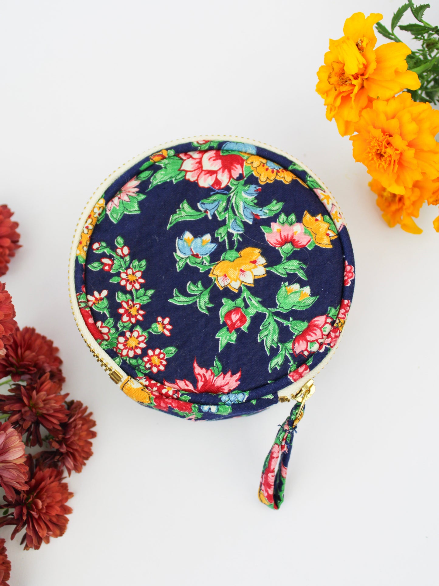 Navy Bouquet Jewelry Pouch