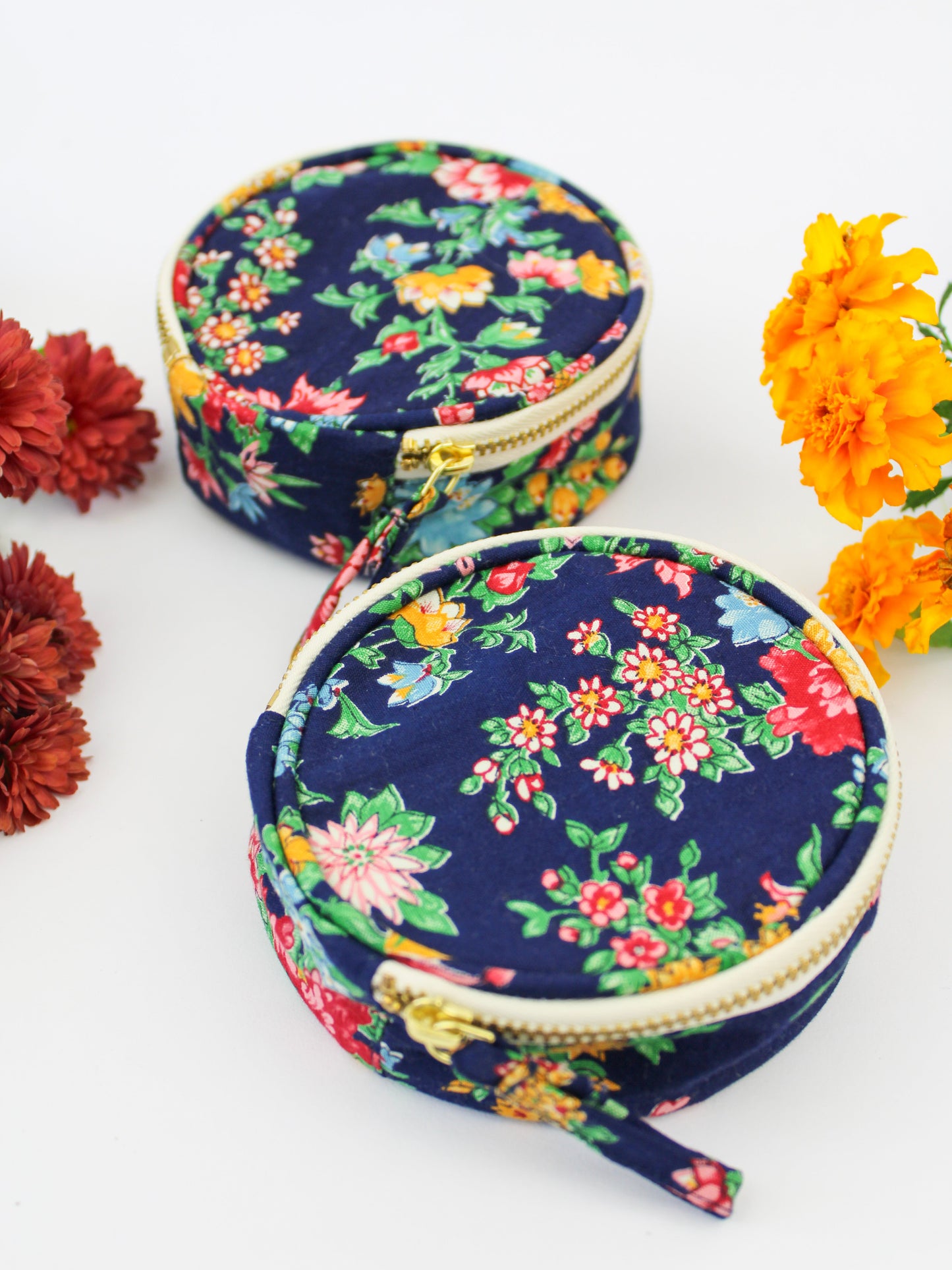 Navy Bouquet Jewelry Pouch