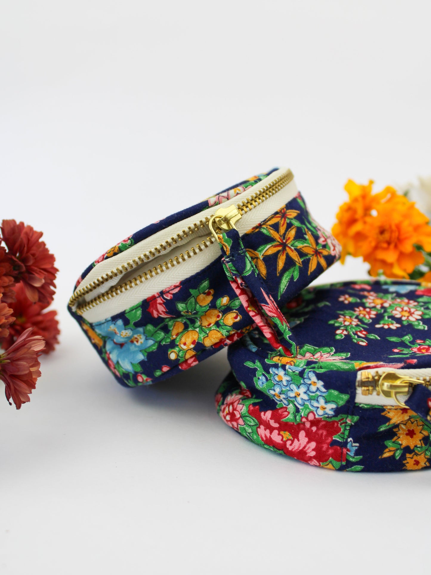 Navy Bouquet Jewelry Pouch
