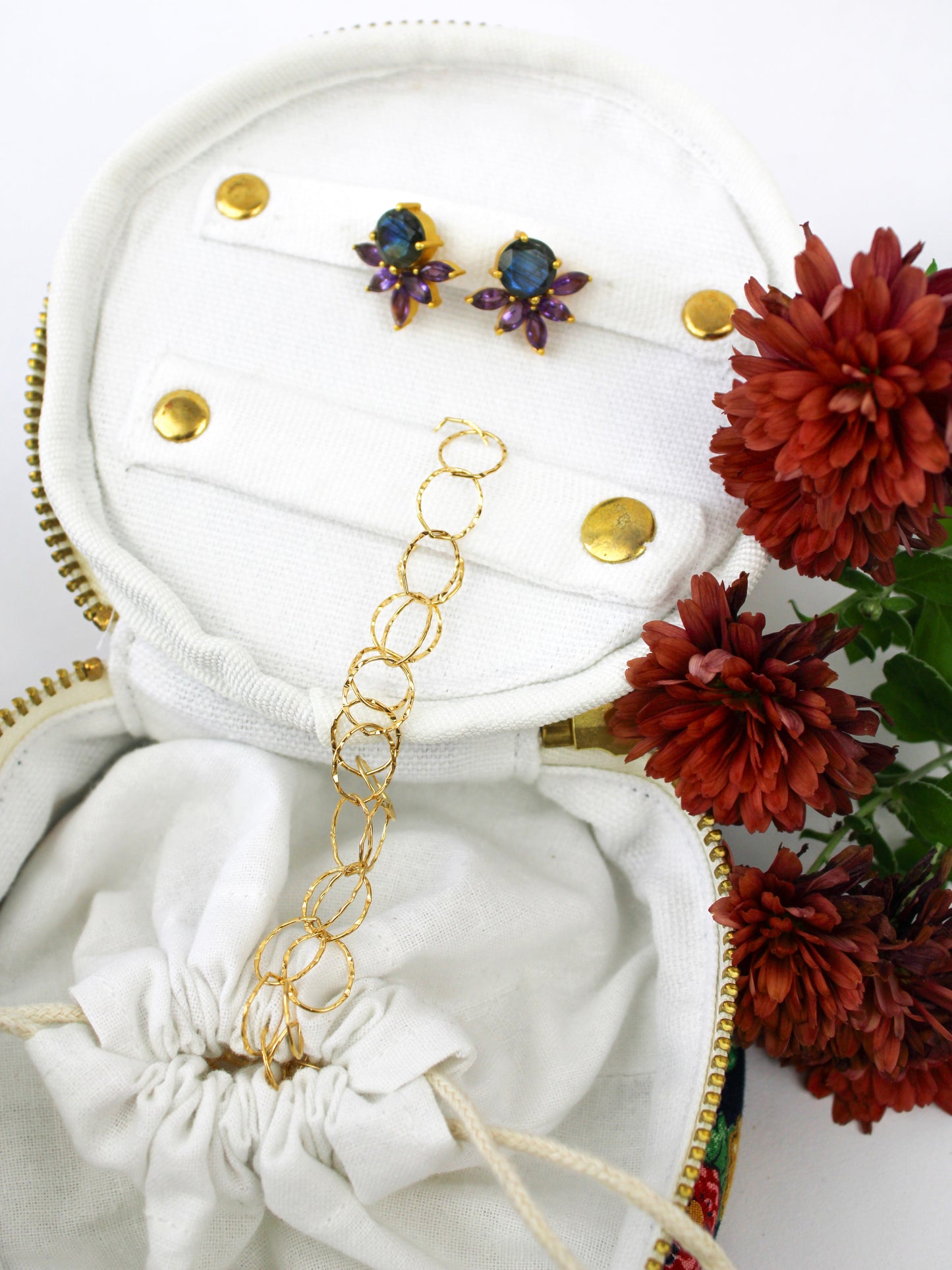 Navy Bouquet Jewelry Pouch
