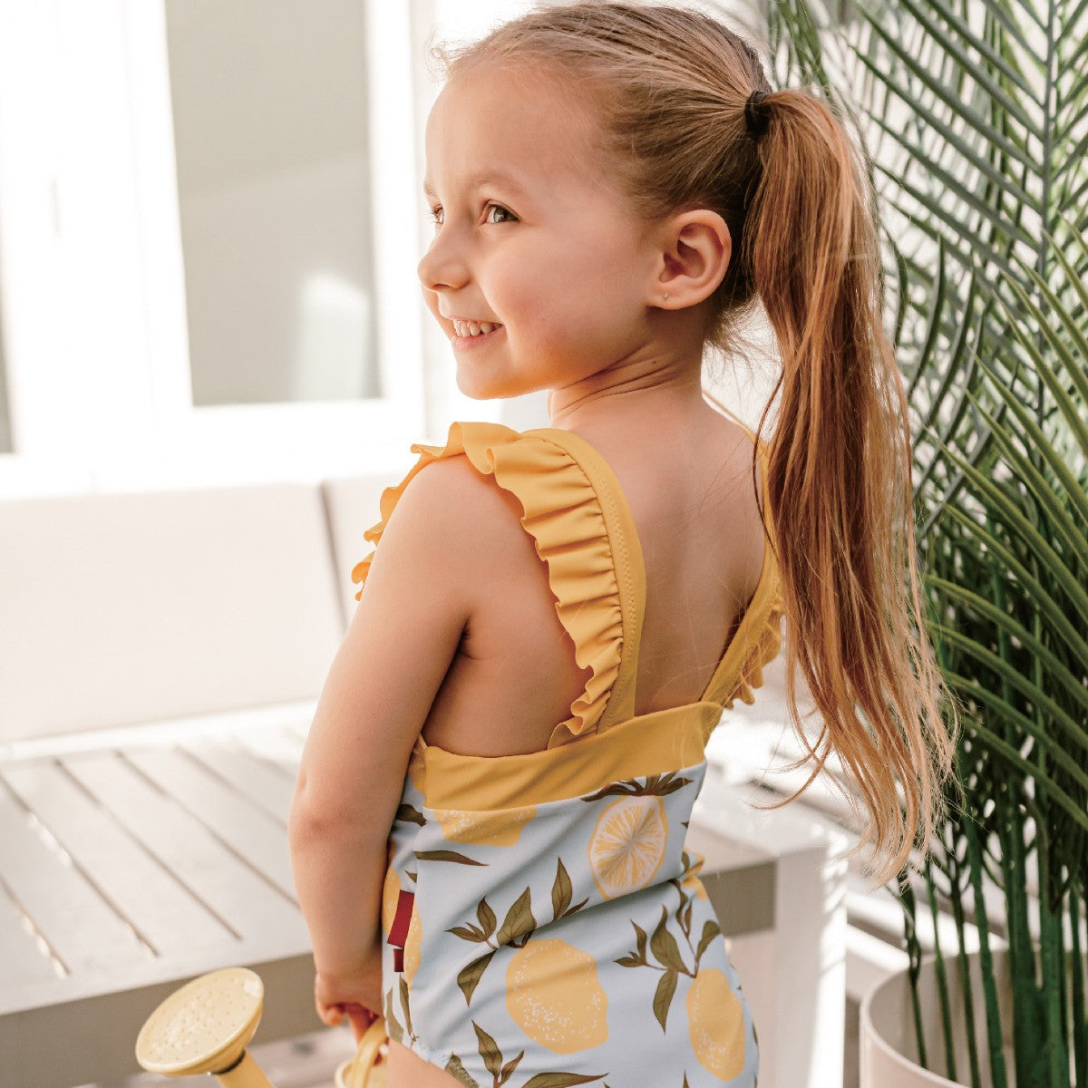 Coastal Crab Ruffle Square Neck Swimsuit