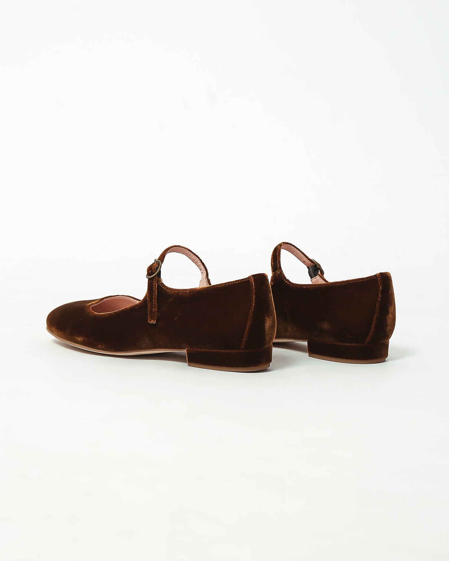 Colette Mary Jane in Toast brown velvet low heels
