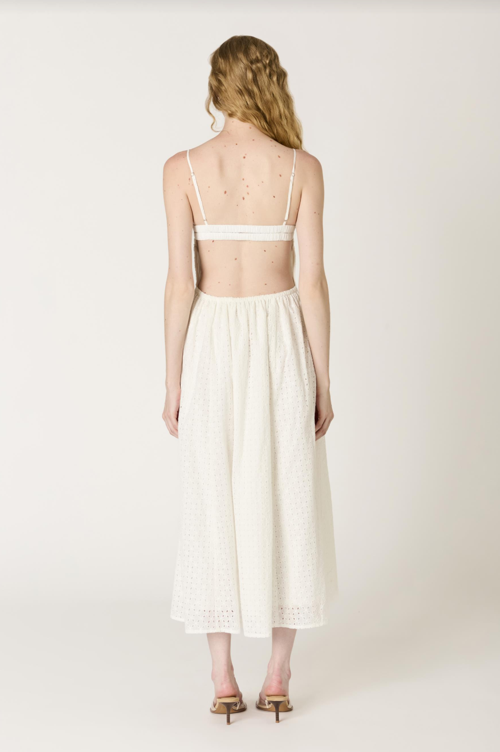 Destene White Eyelet Midi Dress
