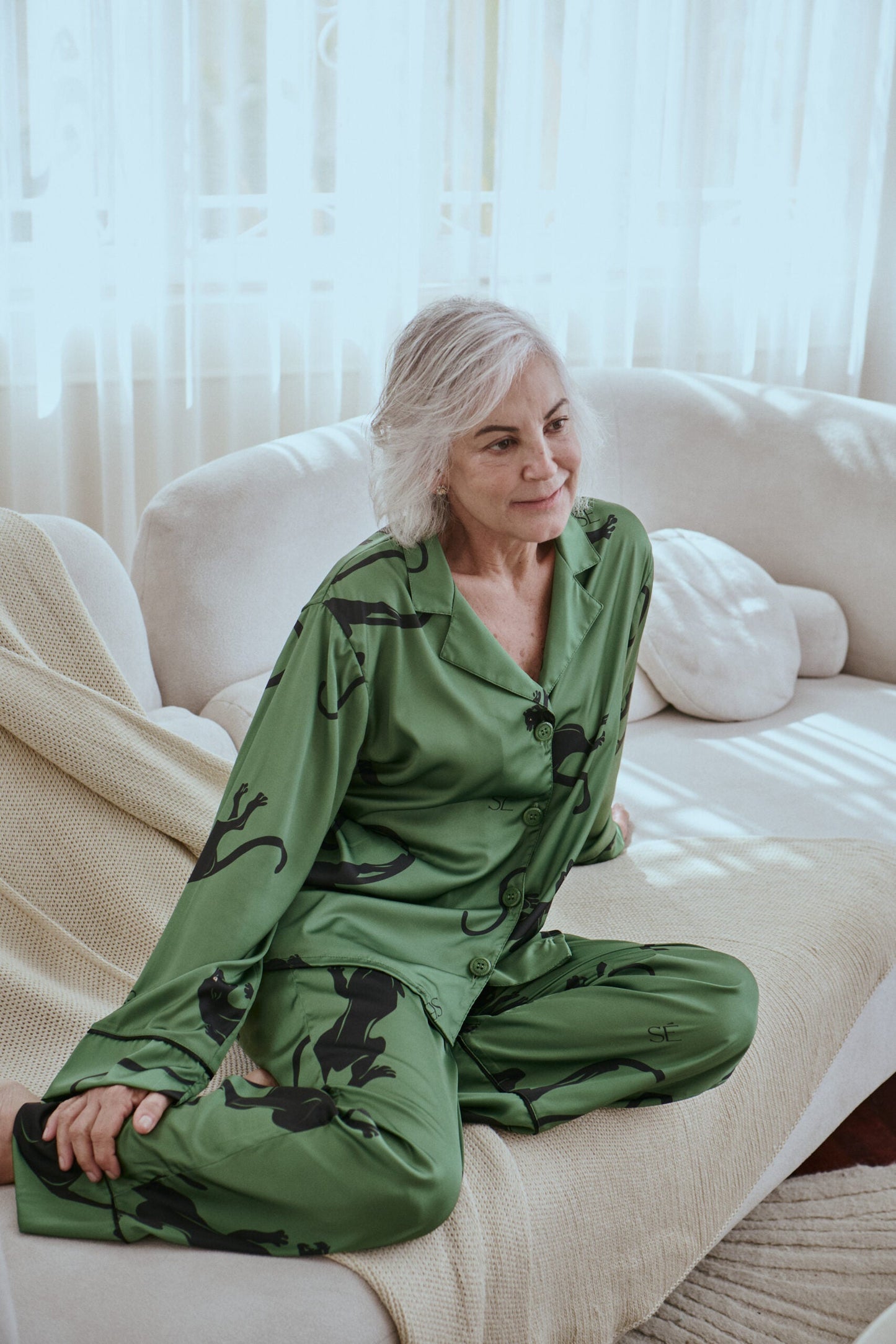 Washable Silk Pajama Set - Panther Green