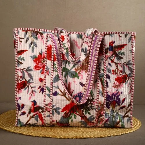 White Bird Cotton Tote Bag