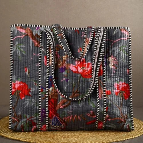 Charcoal Grey Cotton Tote Bag