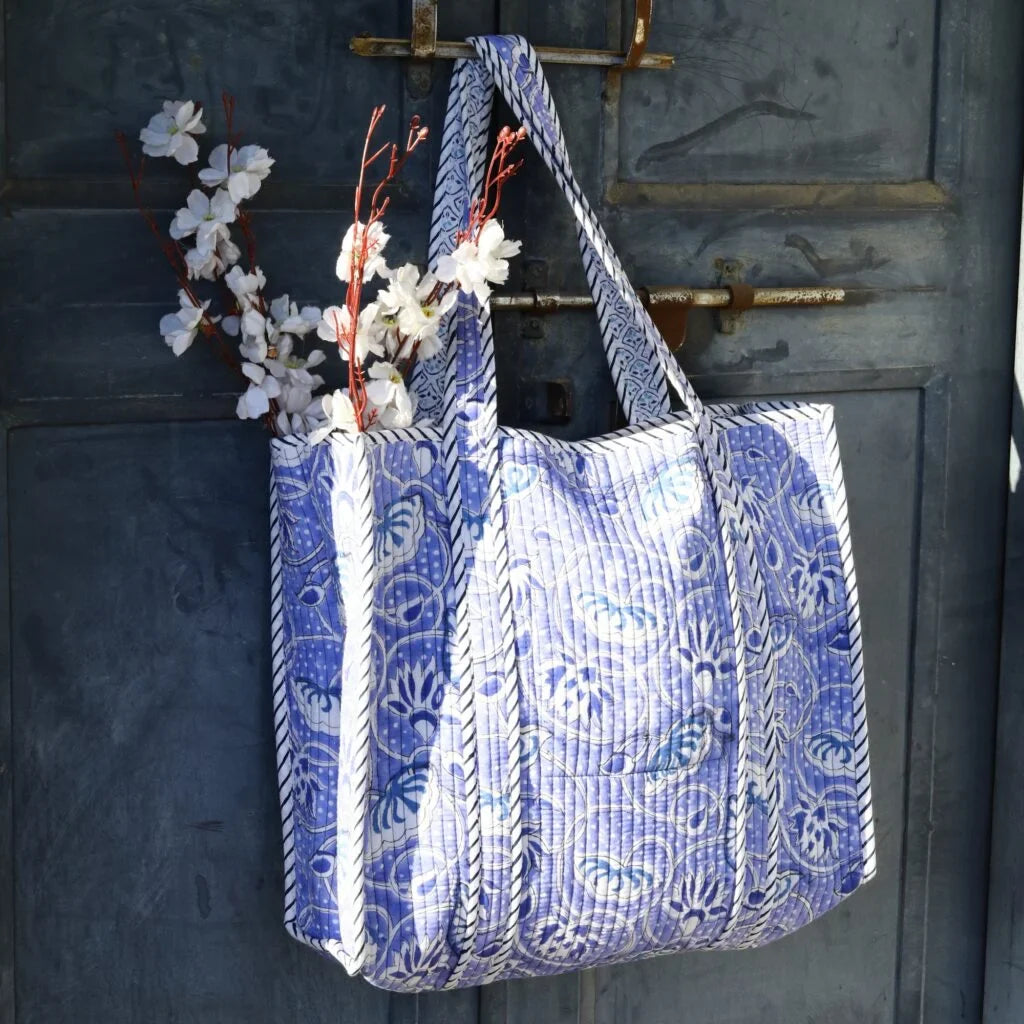 Blue Lotus Cotton Tote Bag