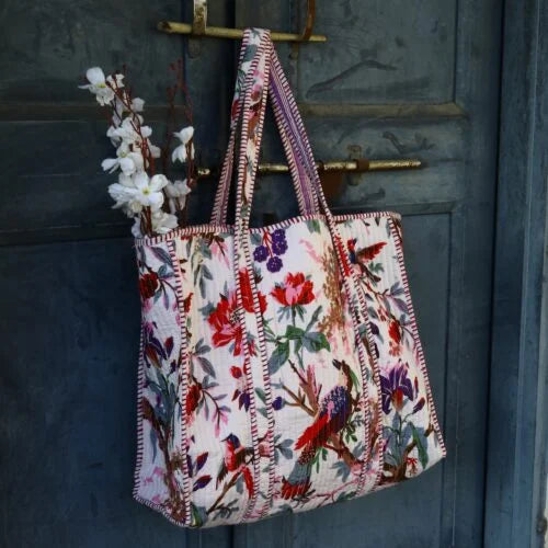 White Bird Cotton Tote Bag