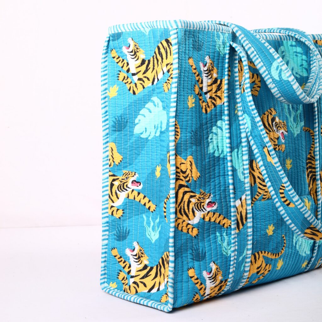 Blue Tiger Cotton Tote Bag