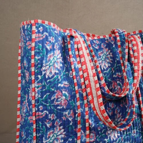 Blue Flower Cotton Tote Bag