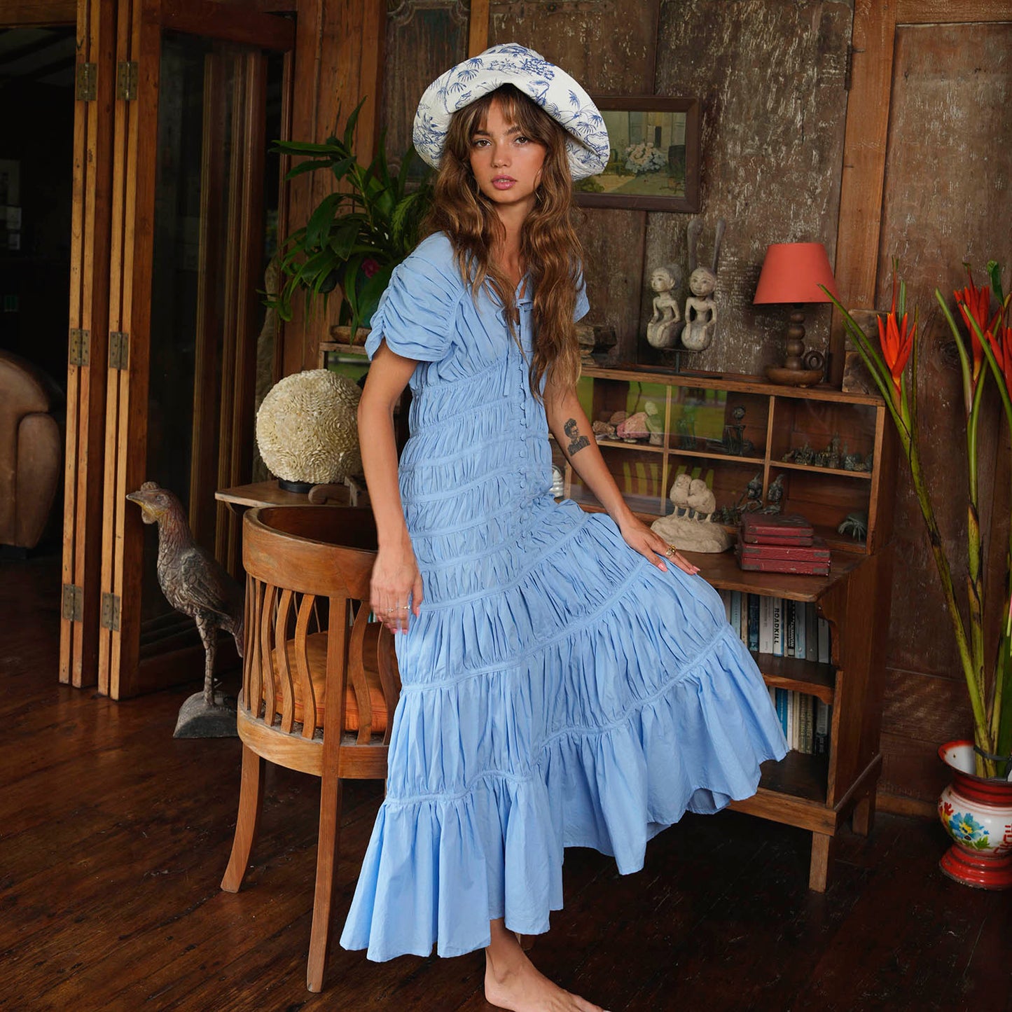 SRIKANDI Ruffle Maxi Dress In Princess Blue