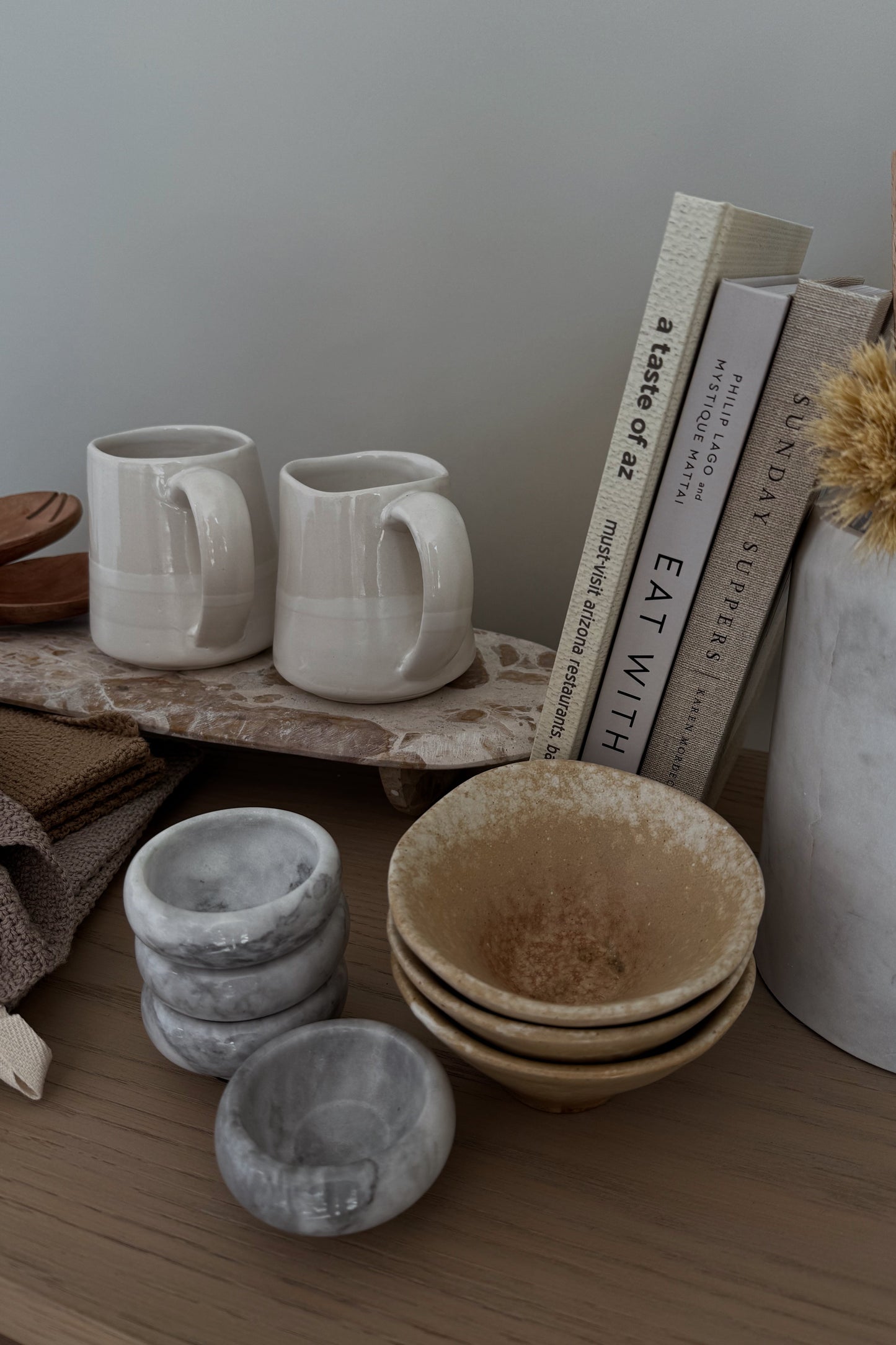 Sonnet Stoneware Coffee Mug - Matte White/ Glossy White - Set of 4