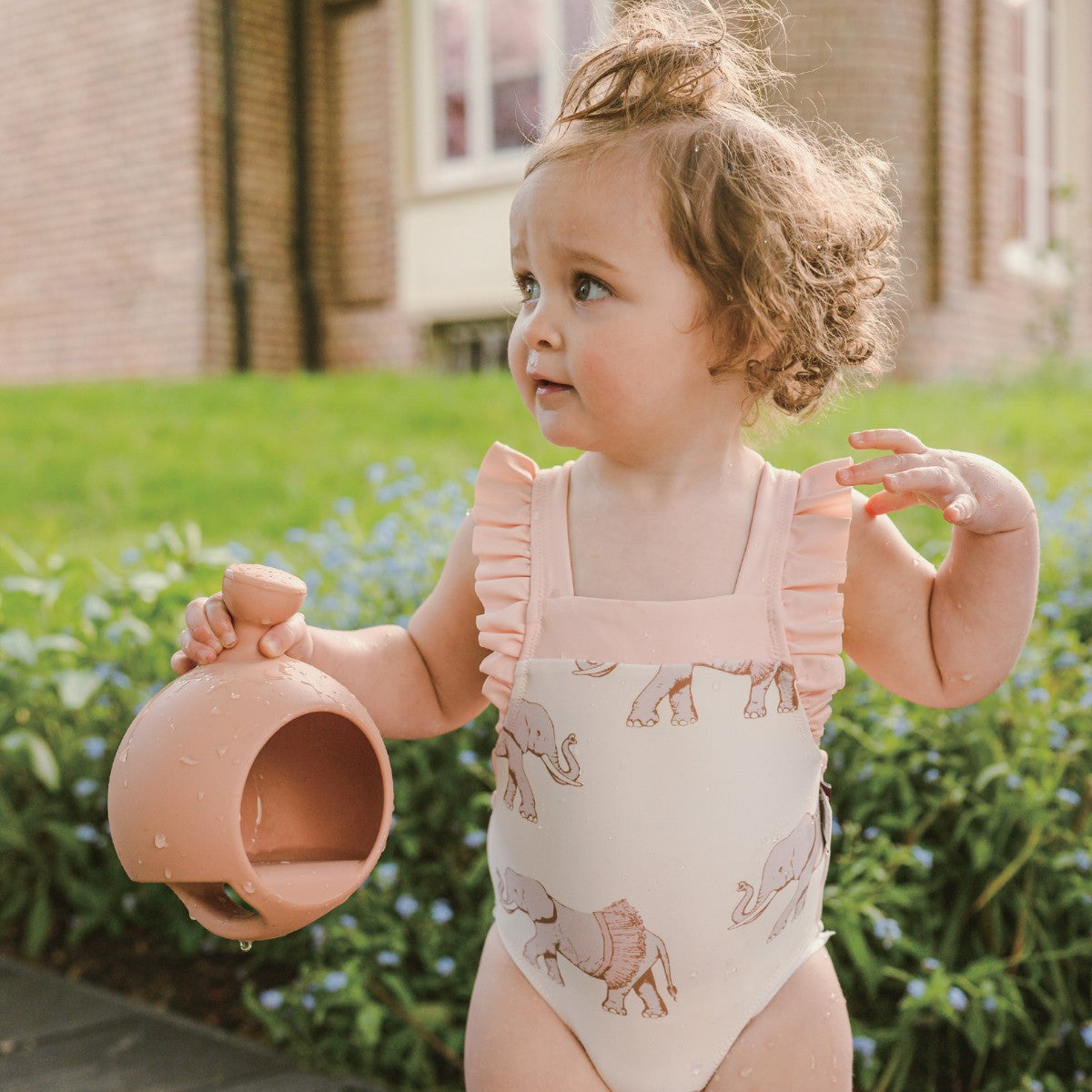 Tutu Elephant Ruffle Square Neck Swimsuit