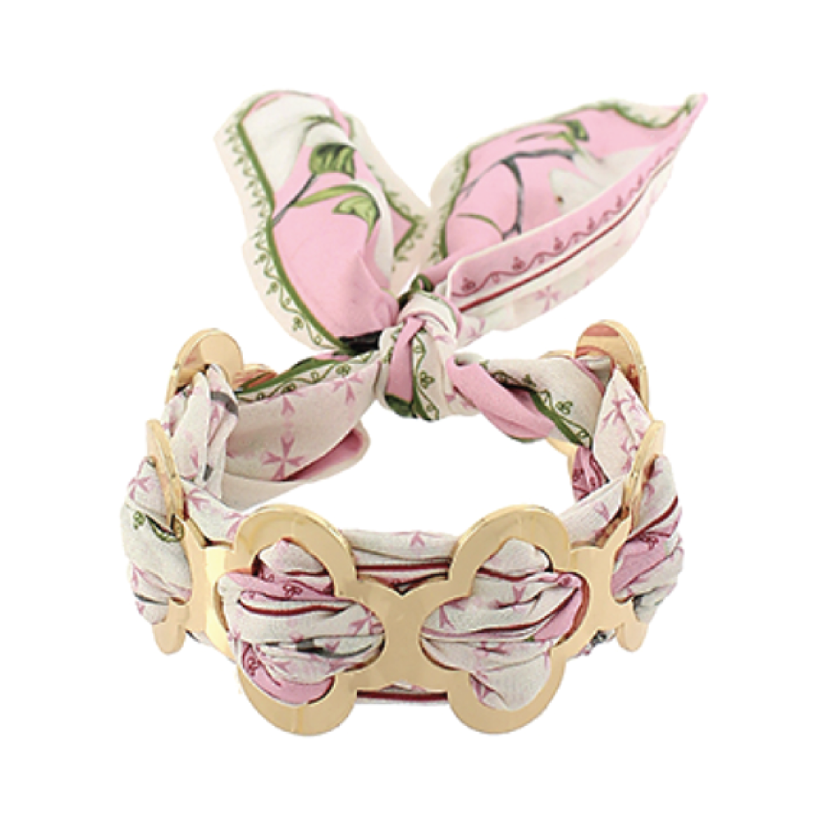Pink Metal Clover Scarf Bracelet