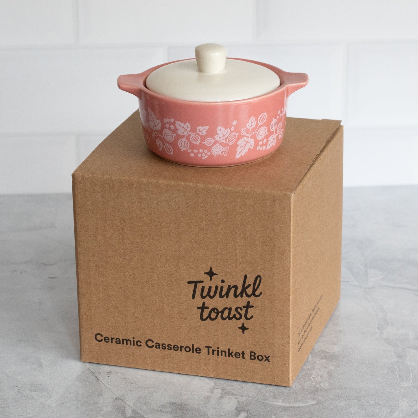 Pyrex-Inspired Gooseberry Casserole Ceramic Trinket Box