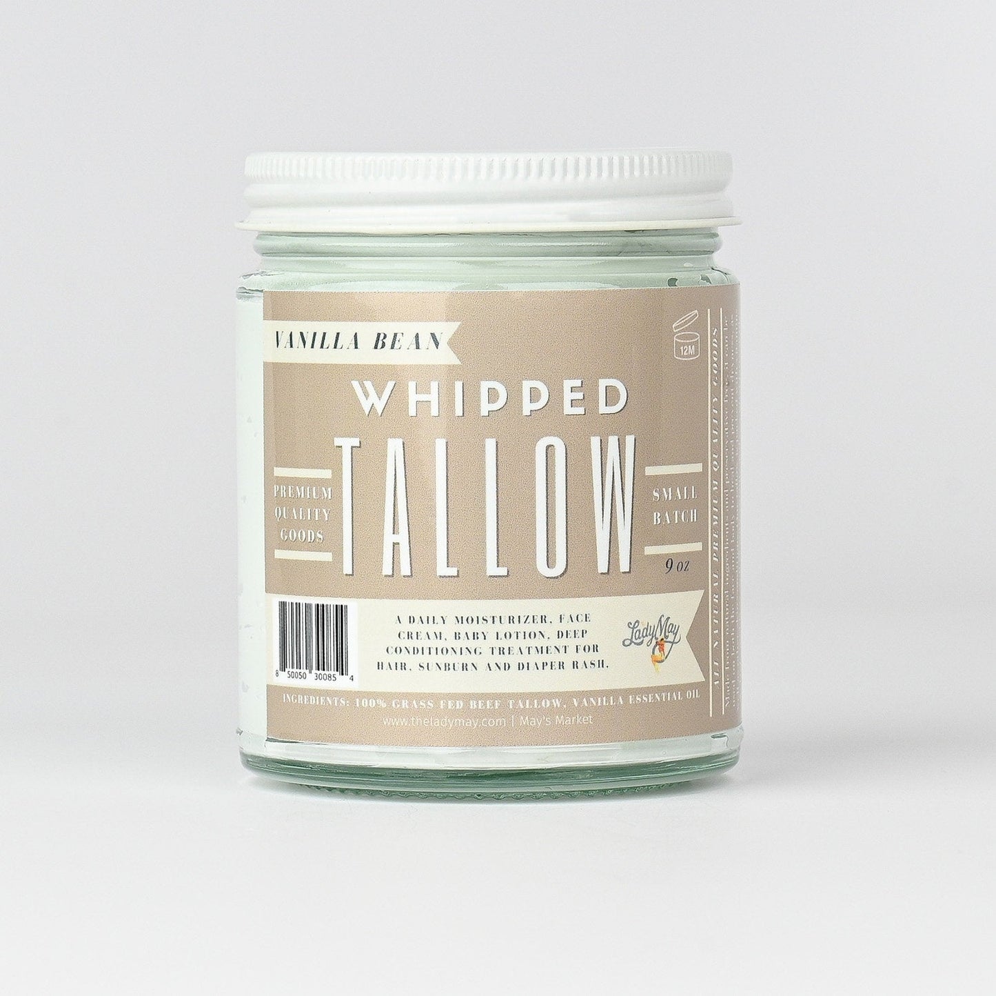 Whipped Tallow Trio - 9oz - Lavender, Vanilla, Eucalyptus Premium Quality All Natural Gift Box by The Lady May