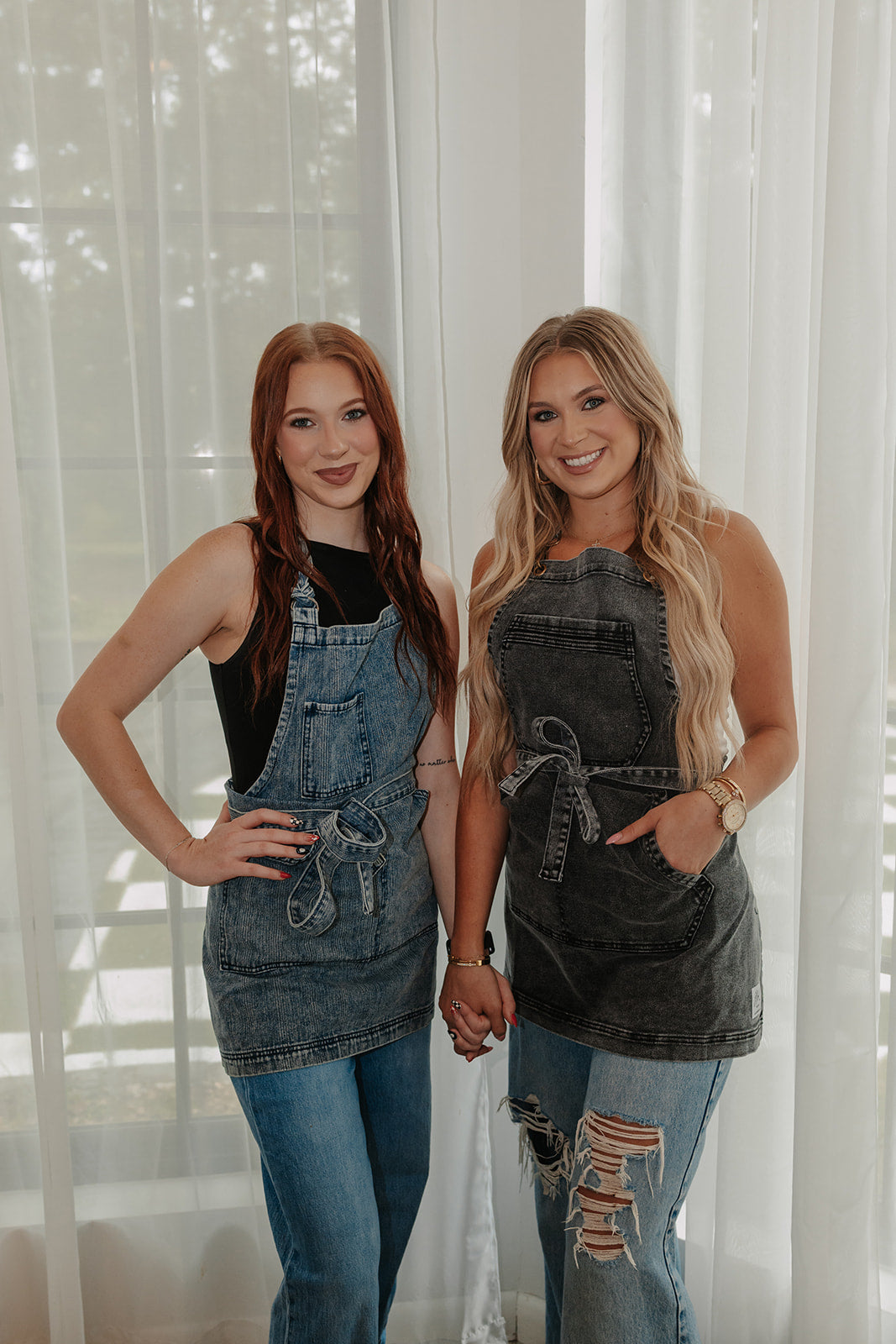 Over Shoulder Black Acid Washed Apron