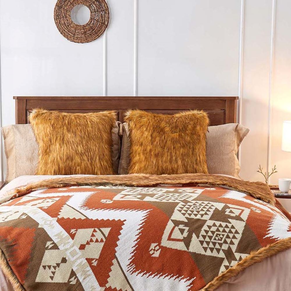 Mohave Faux Fur Knitted Blanket - Muska