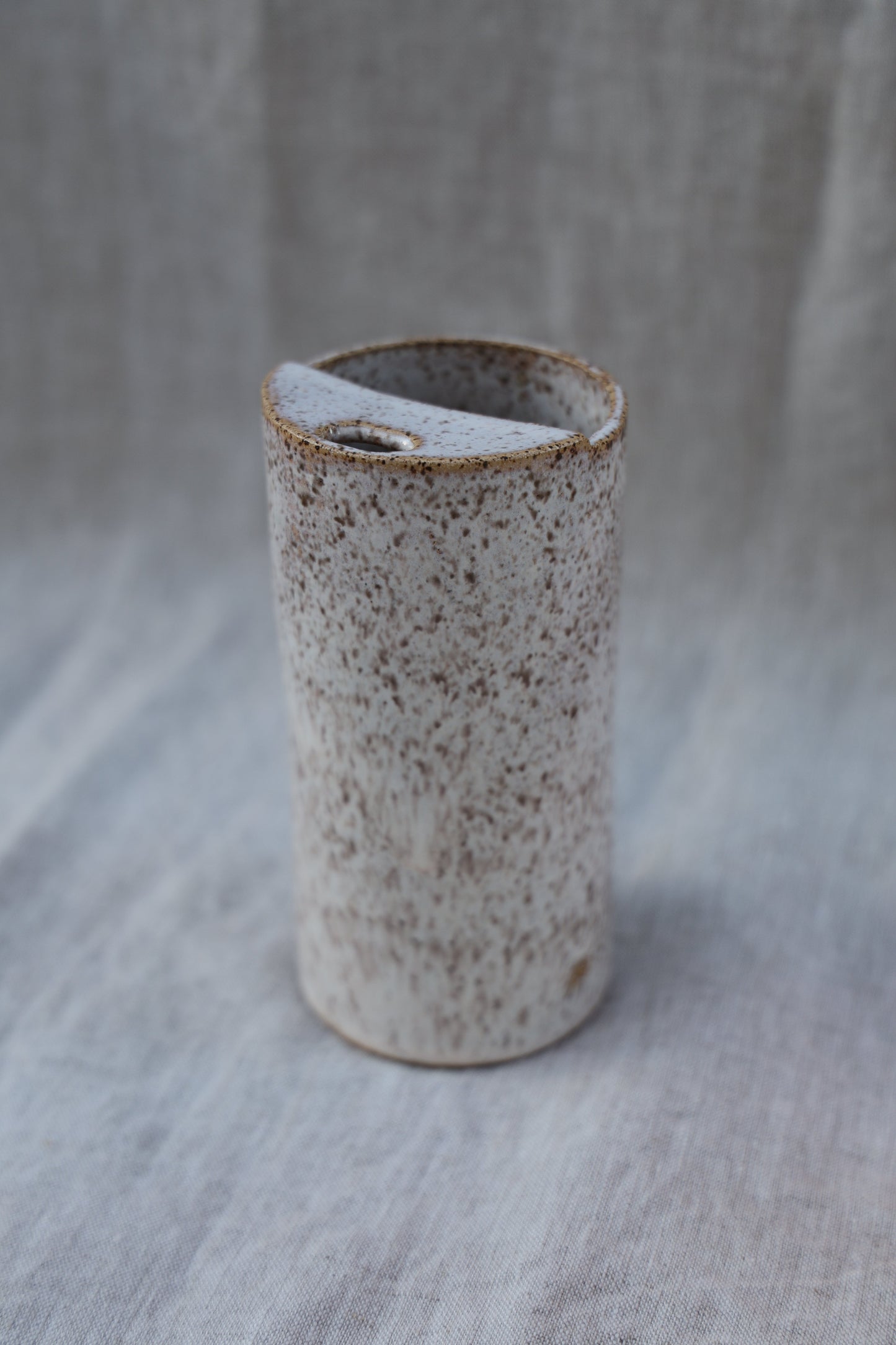 Travel Cup, To Go cup, On The Go Cup, Ceramic Travel Mug, Mustache Saver,  Handmade Pottery, Speckled White Travel Mug
